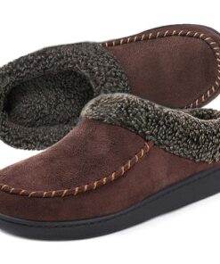 ULTRAIDEAS Men’s Nealon Moccasin Clog Slipper, Slip on Indoor/Outdoor House Shoes(Coffee, 11-12)