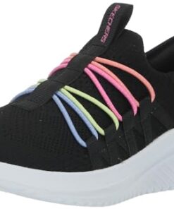 Skechers Girls Ultra Flex 3.0-Bungee Fun Sneaker, Black/Multi, 2.5 Little Kid