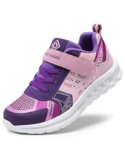 DREAM PAIRS Girls KD18002K Lightweight Breathable Running Athletic Sneakers Shoes Pink Purple, Size 4 M US Big Kid