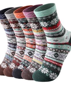 Loyaidn 5 Pairs Womens Wool Socks – Thick Soft Winter Socks for Women, Winter Warm Boot Socks for Women Men, Multicolored
