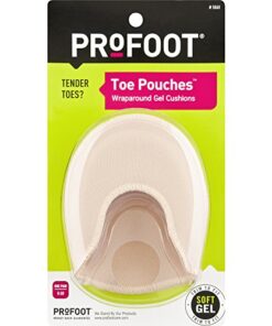 PROFOOT Toe Pouch Cushions Women’s 6-10 (1 Pair) Protects Toes Cushions & Supports Tender Toes Trim to Fit All Shoe Types