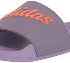 adidas Women’s Adilette Shower Slide Sandal, Shadow Violet/Impact Orange/Violet Fusion, 10