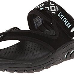 Skechers Women’s Reggae Trailway Flip Flop, Black/White, 7 M US