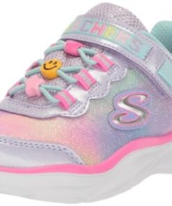 Skechers Kids Girls Power Jams Sneaker, Lavender/Multi, 13 Little Kid