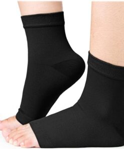 COZLOW Ankle Compression Socks (Large, Black), Effective Ankle Brace w/ 20-30 mmHg Compression for Foot Pain Relief, Ankle Support Sleeve for Plantar Fasciitis, Achilles Tendonitis & Sprain