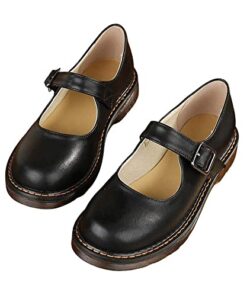 BB BEROBELLO FASHION IS AN ATTITUDE Women’s Vintage Black/Brown Mary Jane Flats JK Uniform Dress Shoes