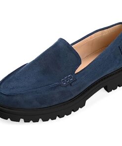 Journee Collection Womens Erika Tru Comfort Foam Narrow Width Loafer Almond Toe Slip On Flats Navy 8.5 Narrow Womens US