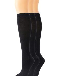 Yomandamor Over the Calf Cotton Compression Socks for Women Seamless Diabetic Sock Size 9-11,3 Pairs