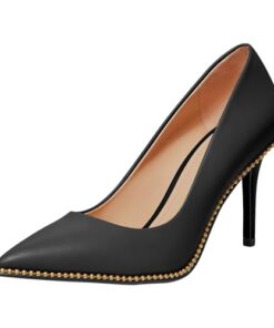 Coach Women’s Waverly Pump, Black Leather, 7.5