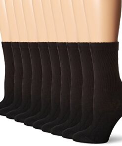 Hanes womens 10-pair Value Pack Crew fashion liner socks, Black, 5-9 US