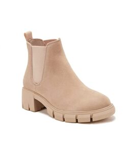 gihubafuil Women’s Chelsea Boots Fashion Platform Chunky Block Heels Slip On Combat Ankle Booties