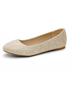 DREAM PAIRS Womens Rhinestone Ballet Flats Shoes, Gold – 9.5 (Sole-Shine)