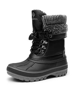 DREAM PAIRS Boys Girls Cold Weather Insulated Waterproof Winter Snow Boots Size 6 M US Big Kid KMONTE-1 Black