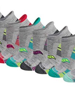 Saucony Women’s Multipack Performance Heel Tab Athletic Socks, Grey Assorted (8 Pairs), Large