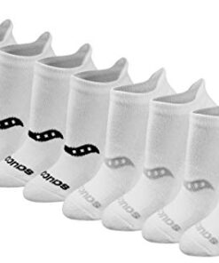 Saucony Women’s Multipack Performance Heel Tab Athletic Socks, Basic White (8 Pairs), Medium