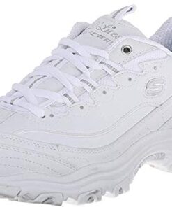 Skechers womens D’lites Fresh Start Memory Foam Lace-up Fashion Sneaker, White, 6 US