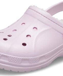 Crocs Ralen Lined Clogs | Fuzzy Slippers, Ballerina Pink/Oatmeal, 1 US Unisex Little Kid