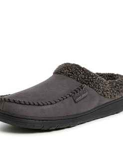 Dearfoams mens Indoor/Outdoor Breathable Memory Foam Clog Offered in Wide Widths Slipper, Pavement, Large Wide US