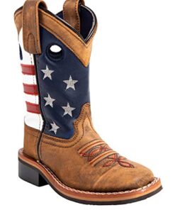 Cody James Toddler-Boys’ Usa Flag Cowboy Boot Broad Square Toe Brown