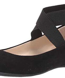 Jessica Simpson Women’s Mandayss Ballet Flat, Black Micro Suede, 8