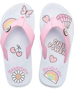 Saidoteto Boys Girls Flip Flops Summer Slide Sandals Beach Pool Water Shoes(Toddler/Little Kid/Big Kid). Grey/navy 2-3 220303