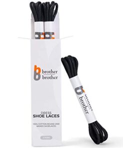 BB BROTHER BROTHER Dress Shoe Laces Black Shoelaces Round Waxed Cotton Oxford (3 Pairs) Thin Shoes Men 32
