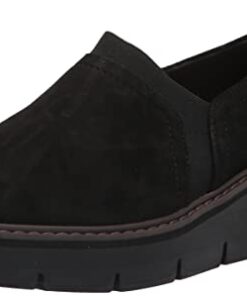 Clarks Women’s Airabell Mid Loafer, Black Suede, 9