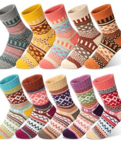 Taotique 10 Pair Women Socks Winter- Warm Socks for Women Thick Knit Vintage Winter Warm Cozy Crew Socks Christmas Gift Socks