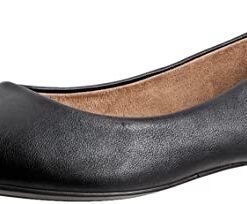 Amazon Essentials Women’s Pointed-Toe Ballet Flat, Black Faux Leather, 7.5