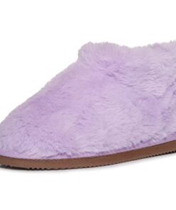 Lucky Brand Girls Plush Bootie Slippers, Fuzzy Rubber Sole Bedroom Slipper Booties, Little Kids Cozy Fluffy House Shoes Boots, Lavender, Size 2-3