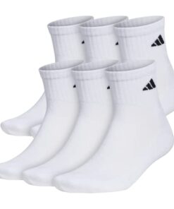 adidas Men’s Athletic Cushioned Quarter Socks (with Arch Compression for a Secure fit (6-Pair), White/Black, Large