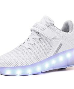 Ylllu Kids LED USB Charging Roller Skate Shoes with Wheel Shoes Light up Roller Shoes Rechargeable Roller Sneakers for Girls Boys Children