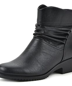 CLIFFS BY WHITE MOUNTAIN Women’s Shoes Durbon Block Heeled Ankle Bootie, Black/Smooth, 9 M
