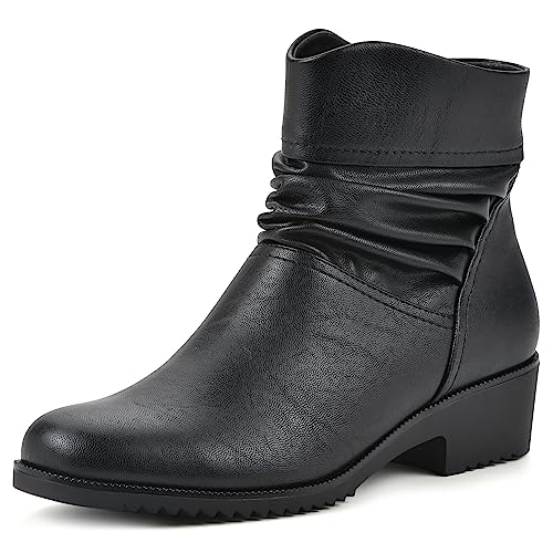 CLIFFS BY WHITE MOUNTAIN Women’s Shoes Durbon Block Heeled Ankle Bootie, Black/Smooth, 9 M