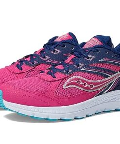 Saucony Cohesion 14 Lace to Toe Sneaker, Pink/Navy, 1 US Unisex Big Kid