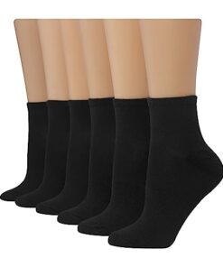 Hanes womens 6-pair Comfort Fit Ankle athletic socks, Black, 5-9 US