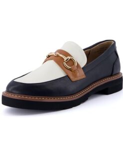 CUSHIONAIRE Women’s Verve Slip on Loafer +Memory Foam, Wide Widths Available, Black/White 8