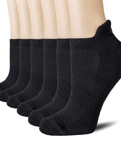 CS CELERSPORT Cushion No Show Tab Athletic Running Socks for Men and Women (6 Pairs),Small, Black