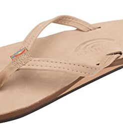 Rainbow Sandals Women’s Single Layer Premier Leather Narrow Strap, Sierra Brown, Ladies Medium / 6.5-7.5 B(M) US