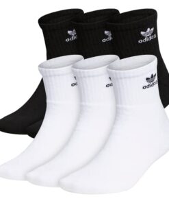 adidas Originals Trefoil Quarter Socks (6-Pair), White/Black, Medium