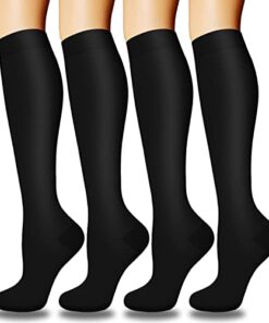 Aoliks Black Compression Socks for Women & Men Circulation 15-20 mmHg – Best Support for Nurses,Running(S/M)