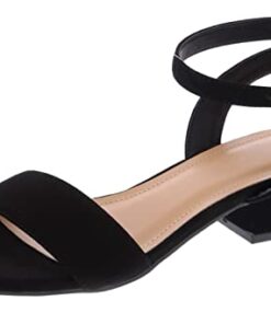 TruFox Open Toe Ankle Strap Low Block Heel Dress Sandal, Black, 10