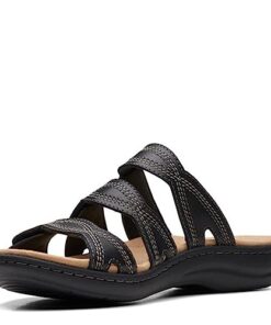 Clarks Women’s Laurieann Ayla Flat Sandal, Black Leather, 9