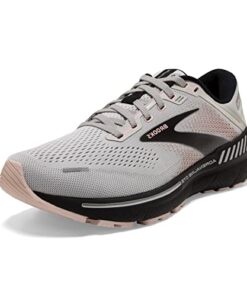 Brooks Women’s Adrenaline GTS 22 Supportive Running Shoe – Grey/Rose/Black – 8 Medium