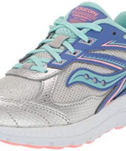 Saucony Cohesion 14 Lace to Toe Running Shoe, Silver/Periwinkle/Turq, 2 US Unisex Big Kid