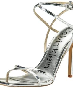 Calvin Klein Women’s TEGIN Heeled Sandal, Silver 040, 9