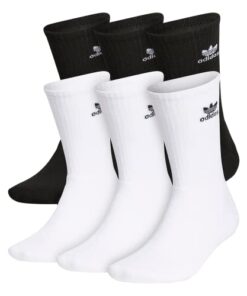 adidas Originals Trefoil Crew Socks (6-Pair), White/Black, Large