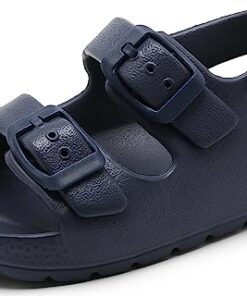 INMINPIN Toddler Boys Girls Buckle Sandals Comfort Open Toe Sandal with Adjustable Back Strap, Navy, 7 Toddler