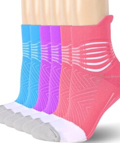 IRAMY Compression Ankle Support Running Socks Women Coolmax Wicking 3 Pairs Quarter Athletic Cushioned Plantar Fasciitis Socks