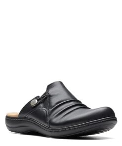 Clarks Women’s Laurieann Bay Clog, Black Leather, 10 Wide
